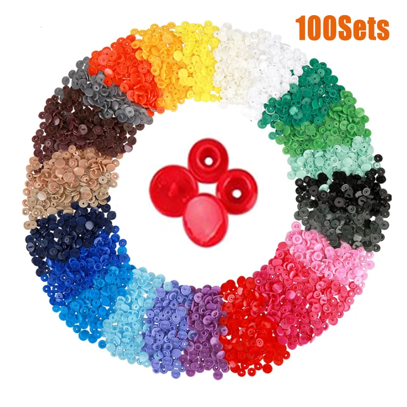 Plastic Snap Buttons Fasteners T3 For Clothes Garment Accessories Resin Snaps Press Buckles 100 sets 2