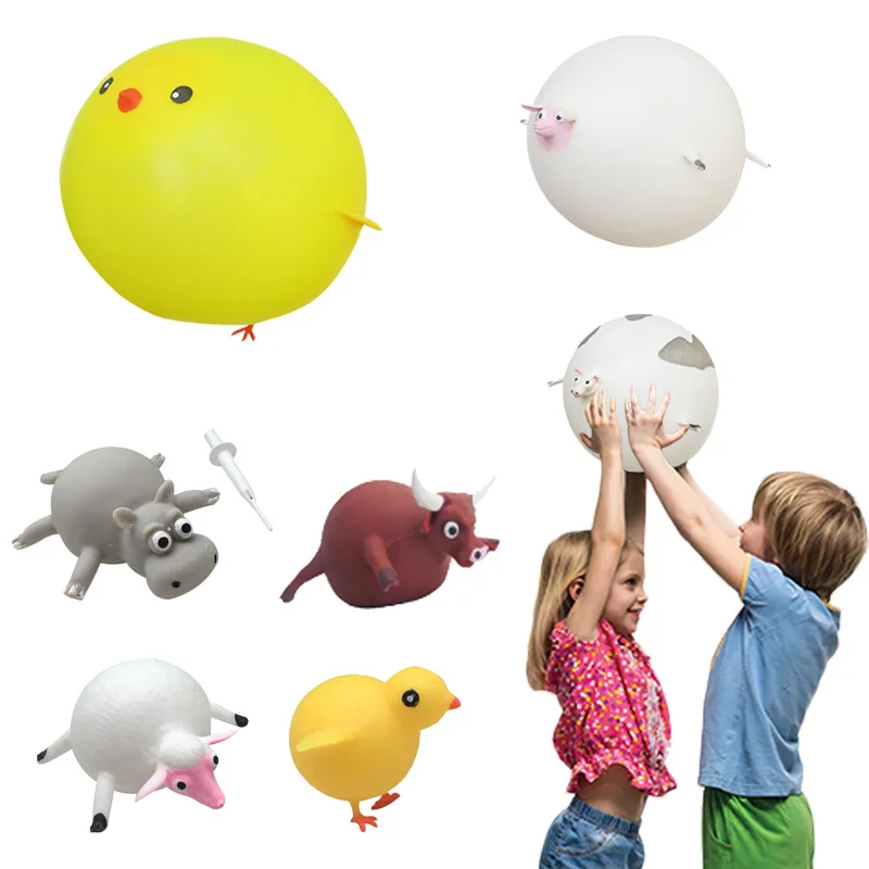 

12Pcs/Pack Novel Fun Toy TPR Blowing Animal Bobble TPR Animal Clapping Ball Soft Rubber Balloon Toy Christmas Goods Gifts