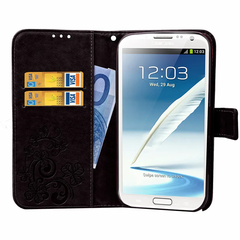 Чехол-книжка из искусственной кожи для samsung Galaxy Note 2, чехол-кошелек для samsung Note 2, N7100, Note2, мягкий силиконовый чехол