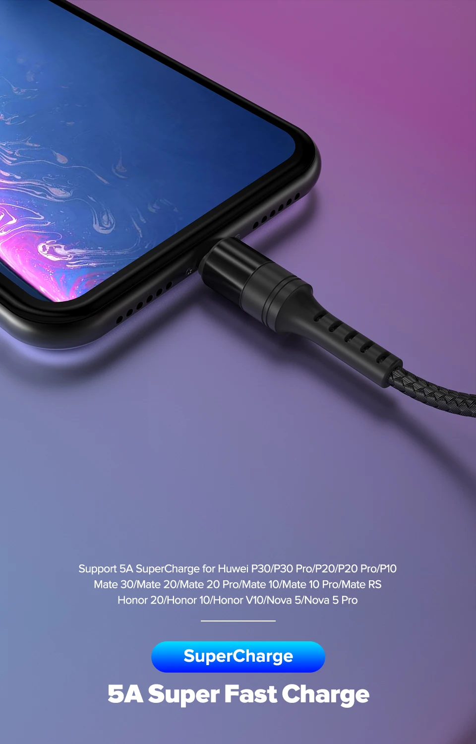 Кабель Venroii usb type C Quick Charge 3,0 4,0 USBC 5A Supercharge type-C для huawei P30 P20 mate 30 20 Pro Honor 10 V20 V10