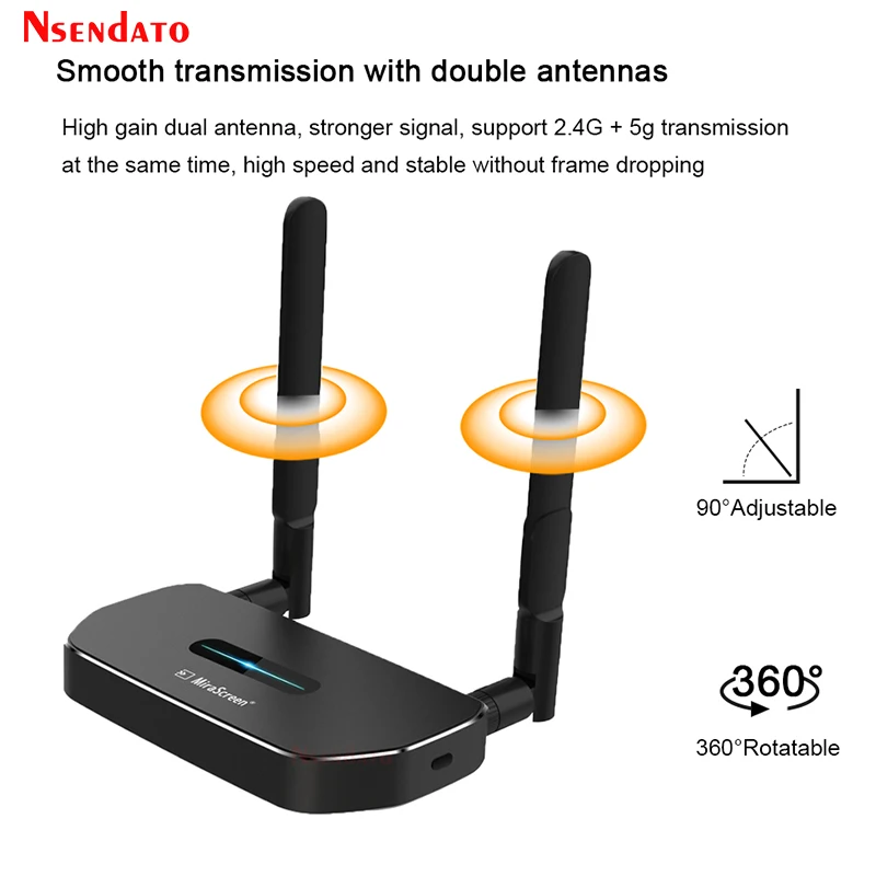 Mirascreen-transmissor e Receptor de Vídeo sem Fio Dongle para Airplay Adaptador Stick Wi-fi Receptor pc 4k 5g hd tv - Image 4