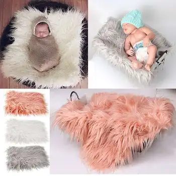 

Newborn Baby Photo Props Backdrop Photography Soft Fur Mat Blanket Newborn Body Cotton Wrap for Infant Photography