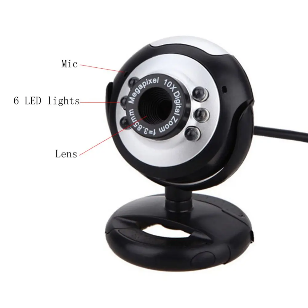 

800x600 1.3MP USB+3.5MM Web Camera 6 LED Night Light Buit-in Mic Clip Cam Webcam For PC Desktop Laptop Computer