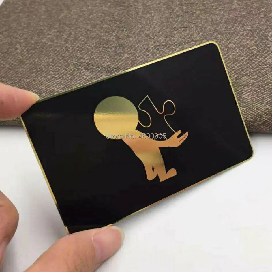 

Luxury plated gold printing black Color Business Card With Free Design Name Visit Metal Card