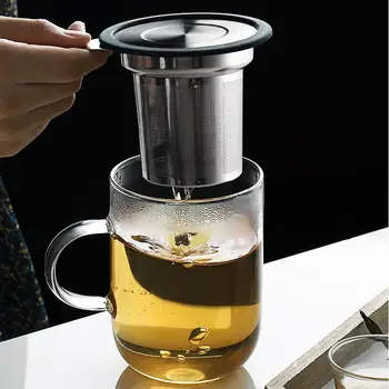

304 Stainless Steel Tea Infuser with Lid Dustproof Tea Strainer with Handle Tea Filter Mesh WB1927