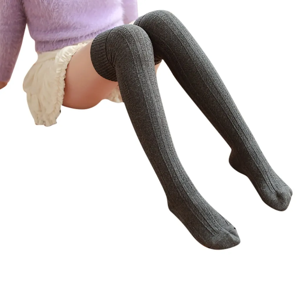 Длинные носки calcetines, однотонные, женские, облегающие, высокие, зимние, хлопковые, теплые, мягкие, хлопковые носки, сексуальные, muslo ponczozy - Цвет: Dark Gray