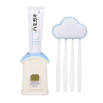 

Wall Mounted Automatic Toothpaste Dispenser Squeezing Device + Dust-Proof Toothbrush Holder Suit Family Set Bathroom Accessories