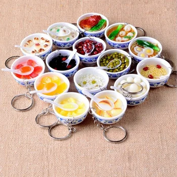 

Bowl Key Chain for Lovers Metal Ssimulation bowl noodles Keyring Individual Keychains Woman Gifts Man Car Key Ring Holder