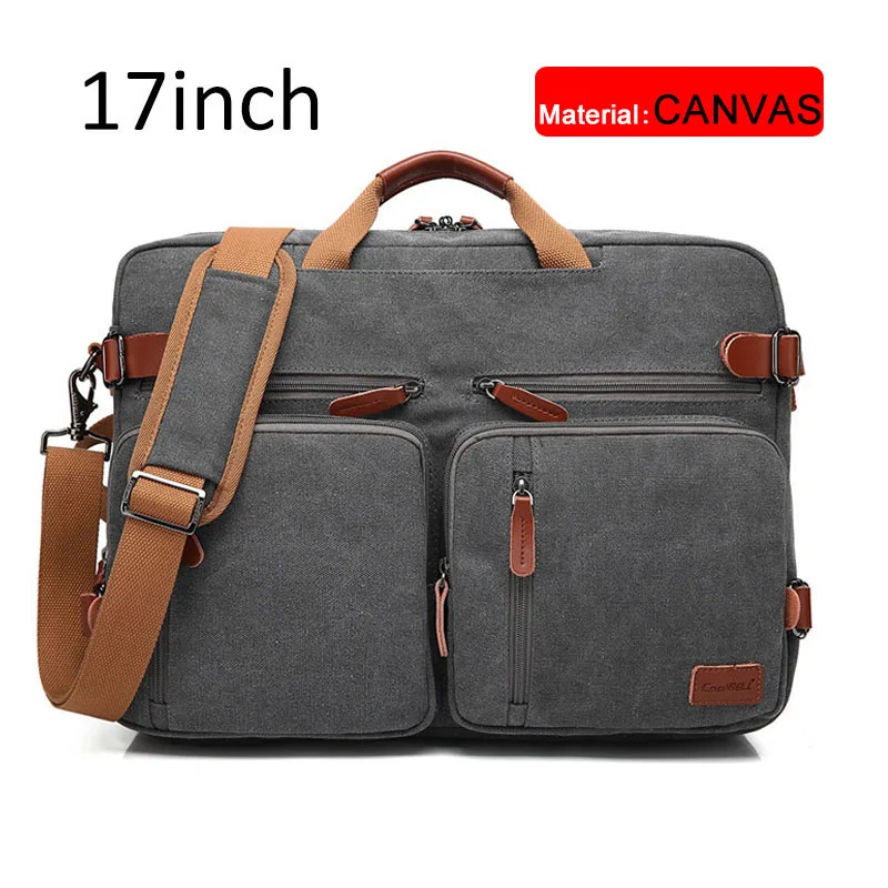 Dark gray canvas 17 17 дюймов трансформируемый портфель, мужская деловая сумка, сумка-мессенджер, повседневная сумка для ноутбука, многофункциональные дорожные сумки для мужчин, большие XA161ZC - Цвет: Dark gray canvas 17