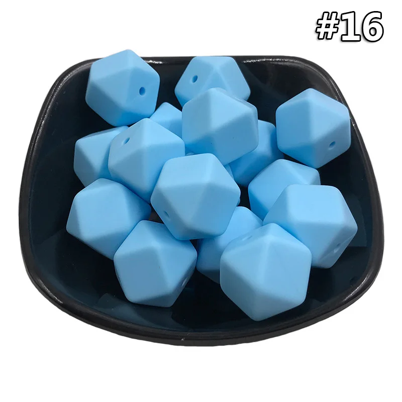 50Pcs Silicone Beads 14mm Hexagon Beads Food Grade Silicone Teething Colorful DIY Pacifier Clip Tiny Rod Baby Teether Toys Gift
