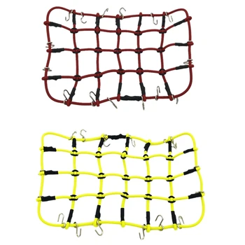 

2 Pcs Elastic Luggage Net for 1/10 Traxxas Trx-4 Rc Car Rock Crawler Parts 110x130Mm, Red & Yellow