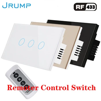 

US Standard Remote Touch Switch, Wall Light Remote Touch Switch With Mini Remote Controller Switch Smart Light Switch1/2/3-Gang