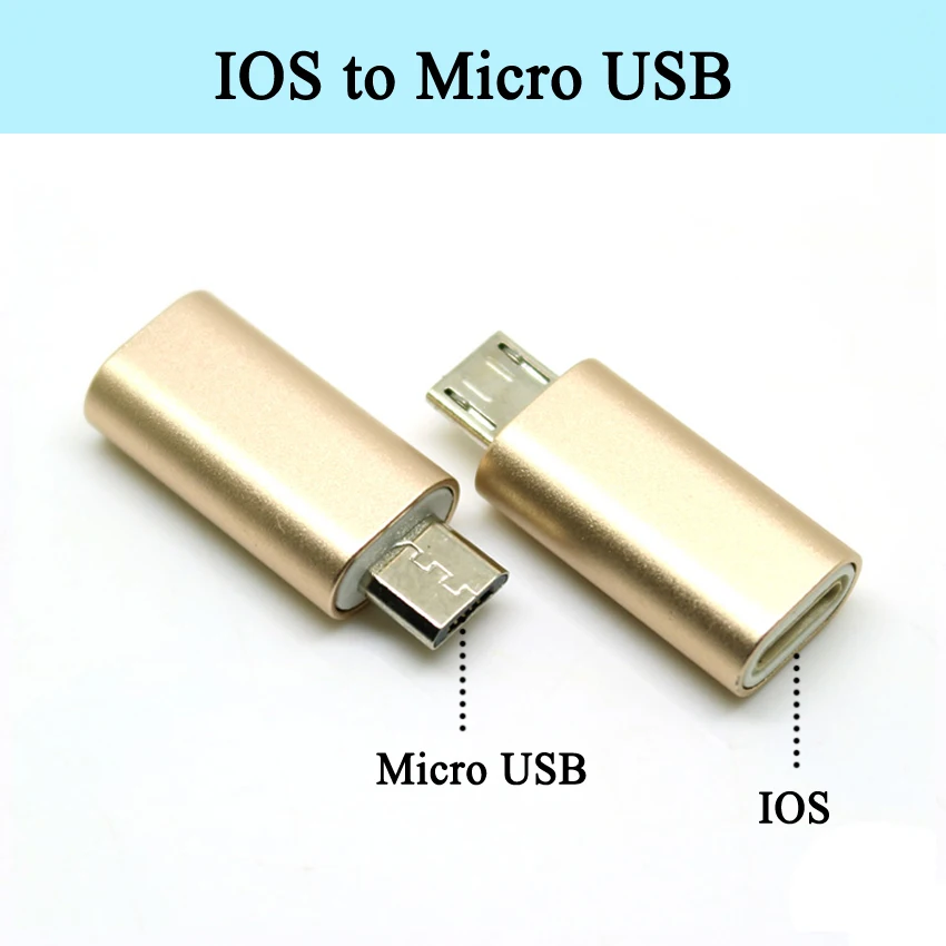 1 шт. для iPhone Micro usb type-C Мужской зарядный кабель из алюминиевого сплава конвертер зарядный разъем адаптер для телефона Android - Цвет: Micro Gold