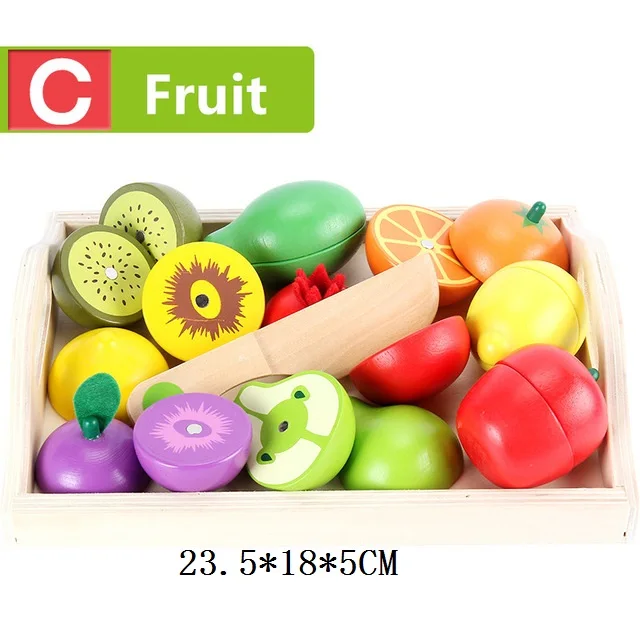 Новые детские игрушки, развивающий Набор для резки фруктов/овощей/десертов, деревянные игрушки для игры, еда, кухня, детский игровой домик, подарок на день рождения - Цвет: Фиолетовый
