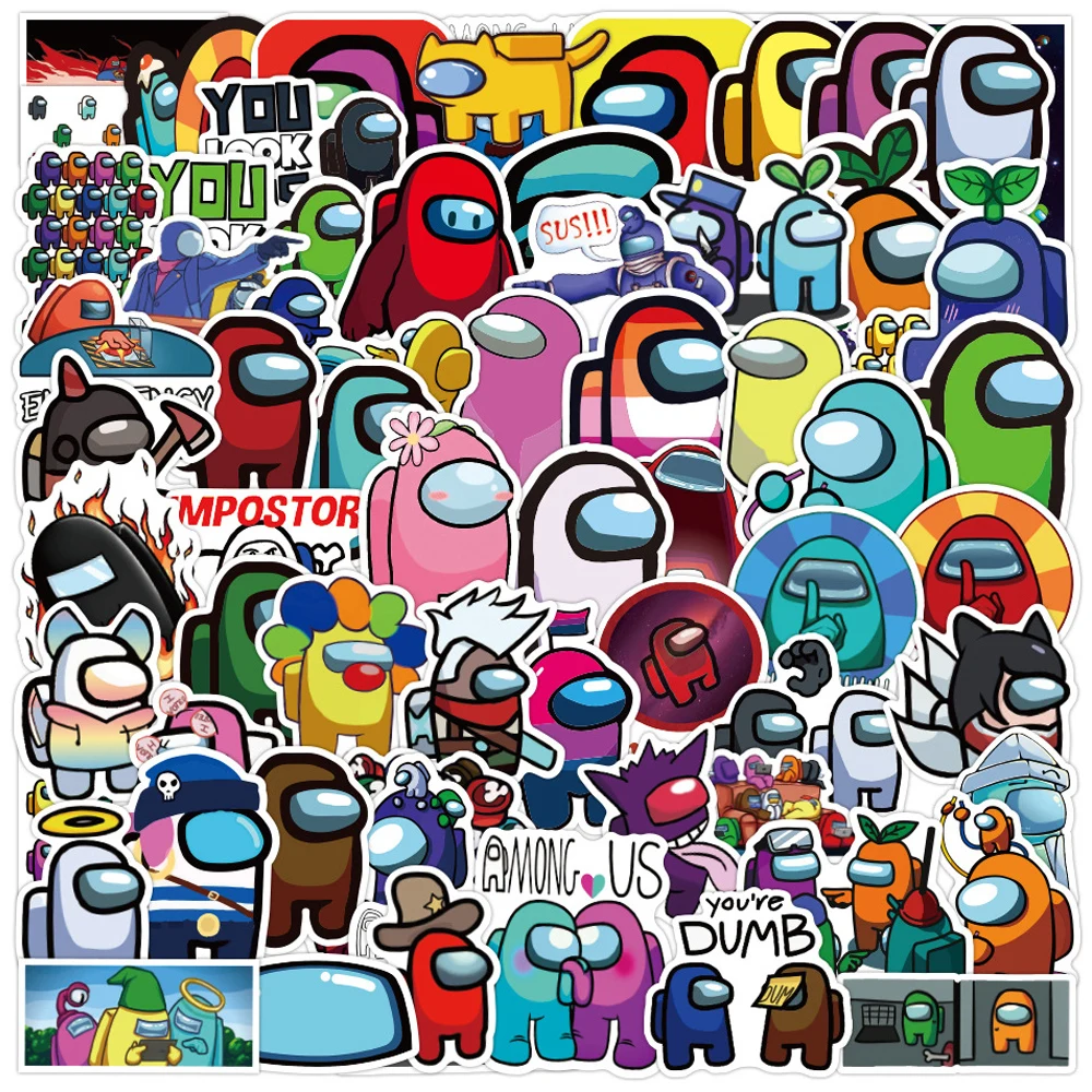 

100PCS Game Among Us Sticker Pack Toy Gift For Kids Cartoon Cute Decal Stickers Waterproof to Motorcycle Skateboard PS4 Laptop