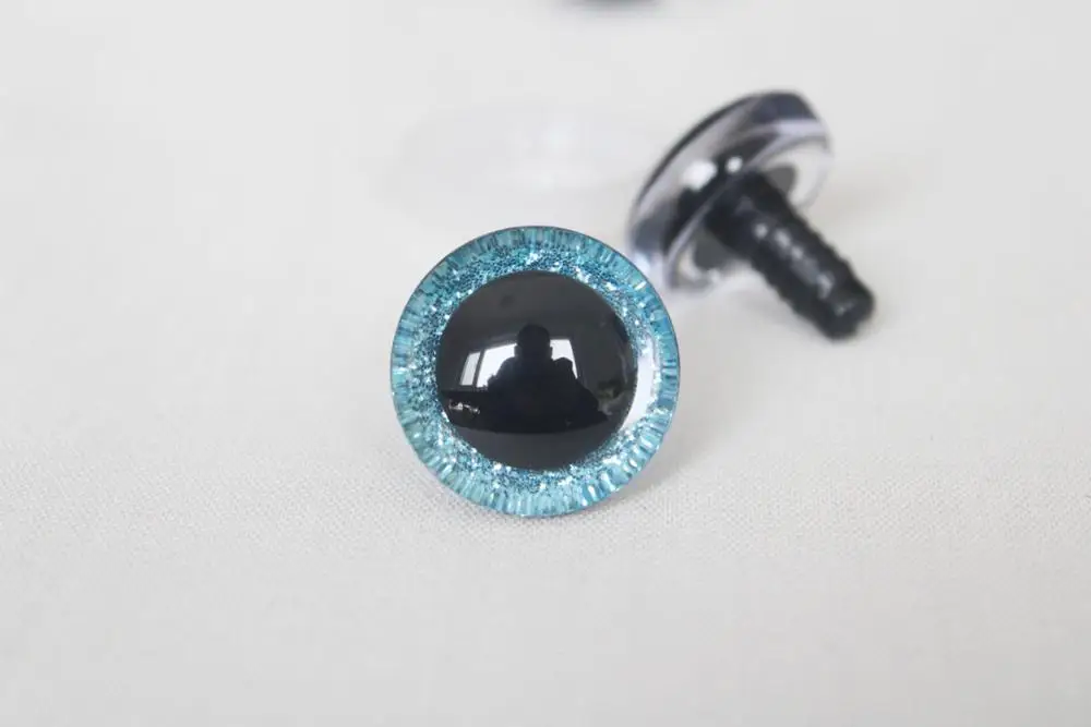 20pcs---9-12-14--16-18- 20 -24--30-35mm clear 3D glitter eyes plastic safety toy eyes long stem + glitter fabric + washer 9