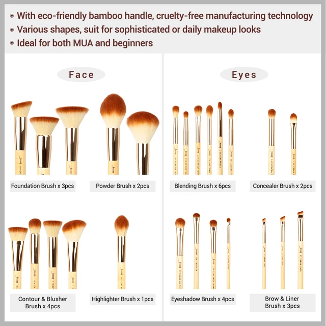 Jessup Makeup Brushes Set Bamboo Foundation Brush Powder Eyeliner Eyeshadow Pincel Maquiagem Cosmetic Tool 6-25pcs 5