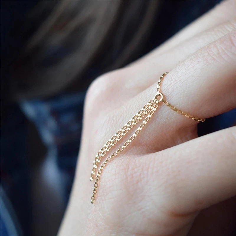 

Minimalism Tassel Rings 14K Gold Filled Knuckle Ring Gold Jewelry Anillos Mujer Bague Femme Boho Aneis Ring For Women