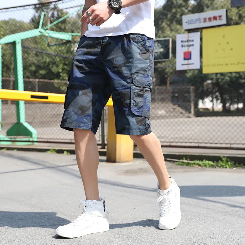 ZOGAA Cargo Shorts Men Cool Camouflage Summer New Cotton Casual Men Short Pants Brand Clothing Comfortable Camo Men Cargo Shorts - Цвет: Синий