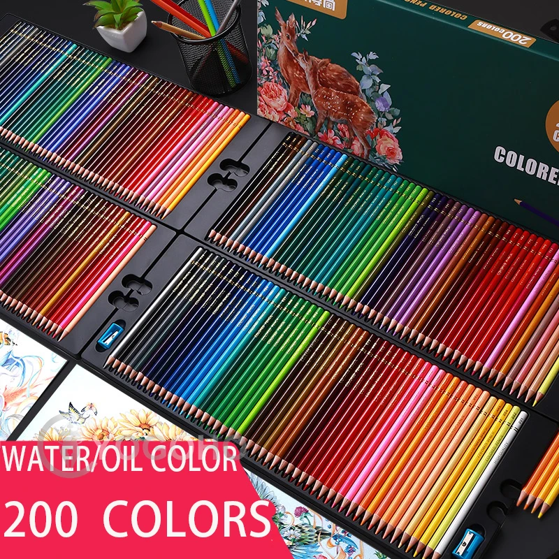 Promoción Profesional 200/180/150/120/72/48/24Color de aceite lápices de Madera Suave acuarela lápiz para la escuela dibujar materiales para dibujo y Bellas Artes kjQlMR01joz