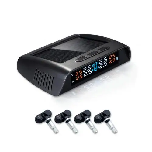 Universal Solar Powered Tire Pressure Monitoring System Wireless TPMS Monitor - Color: Built in Tire