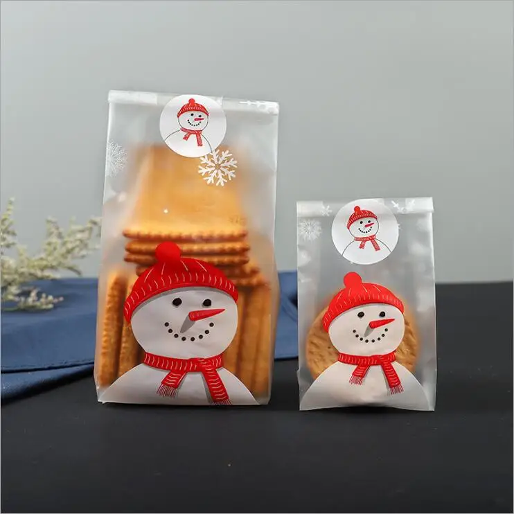 50 шт Рождественский Санта Клаус Снеговик печенья мешок подарки конфеты мешок пластиковые печенья Упаковочные пакеты