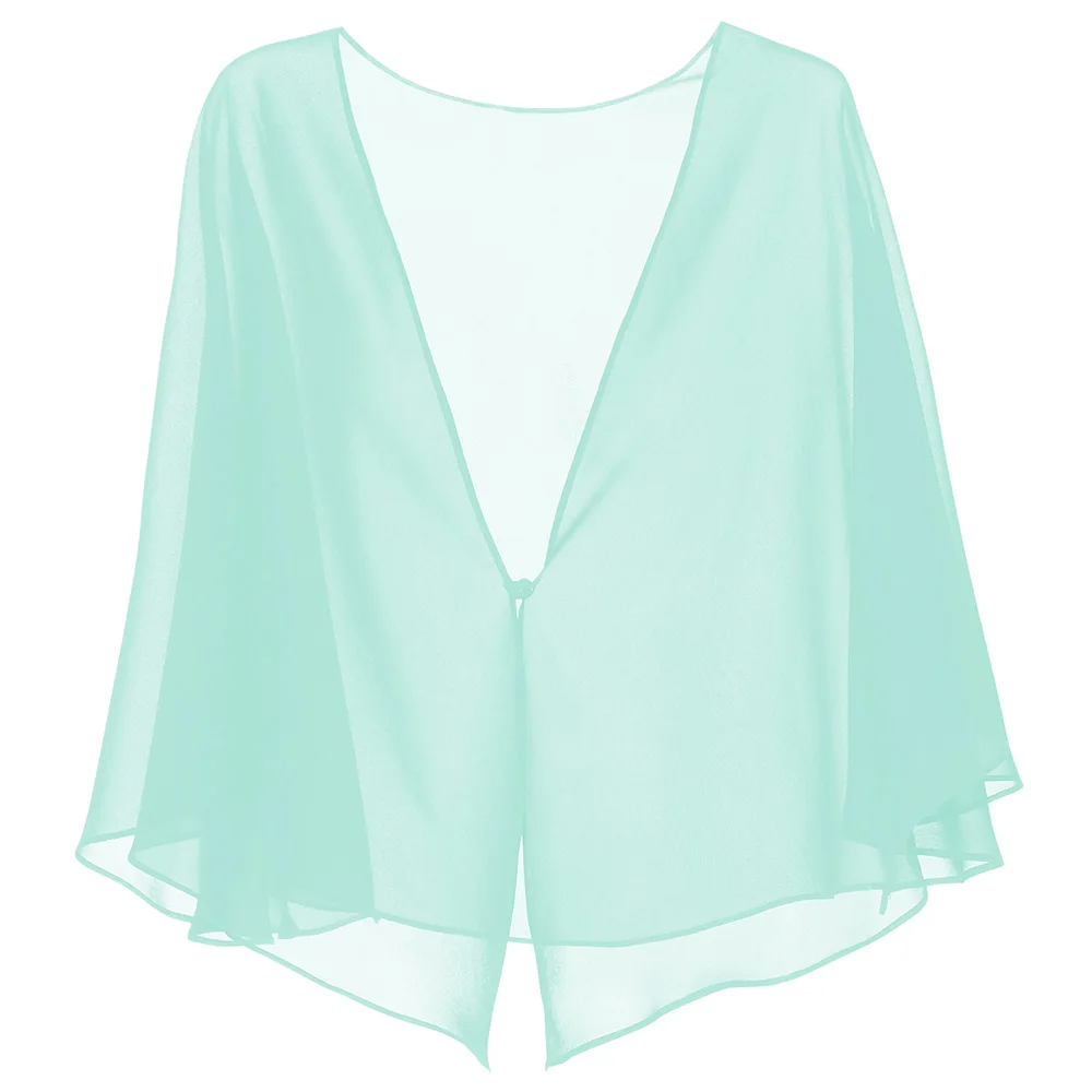 Mint Green Женское черное вечернее платье, шифоновый палантин, вечерние платья на выпускной, v-образный вырез, с пуговицами, болеро, элегантное, простое, мягкое, повседневное болеро для девушек, 11 цветов - Цвет: Mint Green