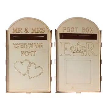 

Wooden Wedding Decoration Box Mailbox Royal Post Style Gift Box Paper Container Wedding Birthday Party Business Card Box