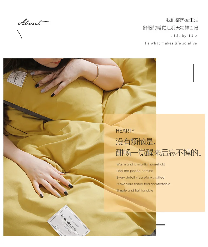 European Bedding Set White Grey Warm Comfort Quilt Brushed Fabric Simplicity Solid Color 4pcs King Queen Size  Autumn & Winter