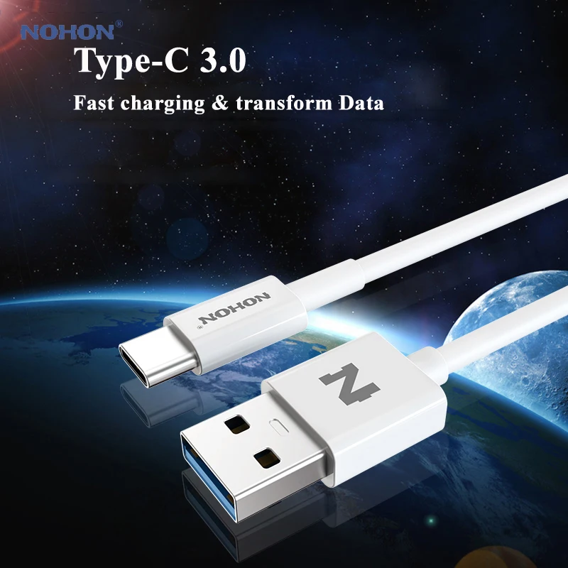 Nohon кабель type-C USB 3,0 кабель 3A для MacBook samsung huawei Xiaomi Nokia LG Android Быстрая зарядка и передача данных кабели