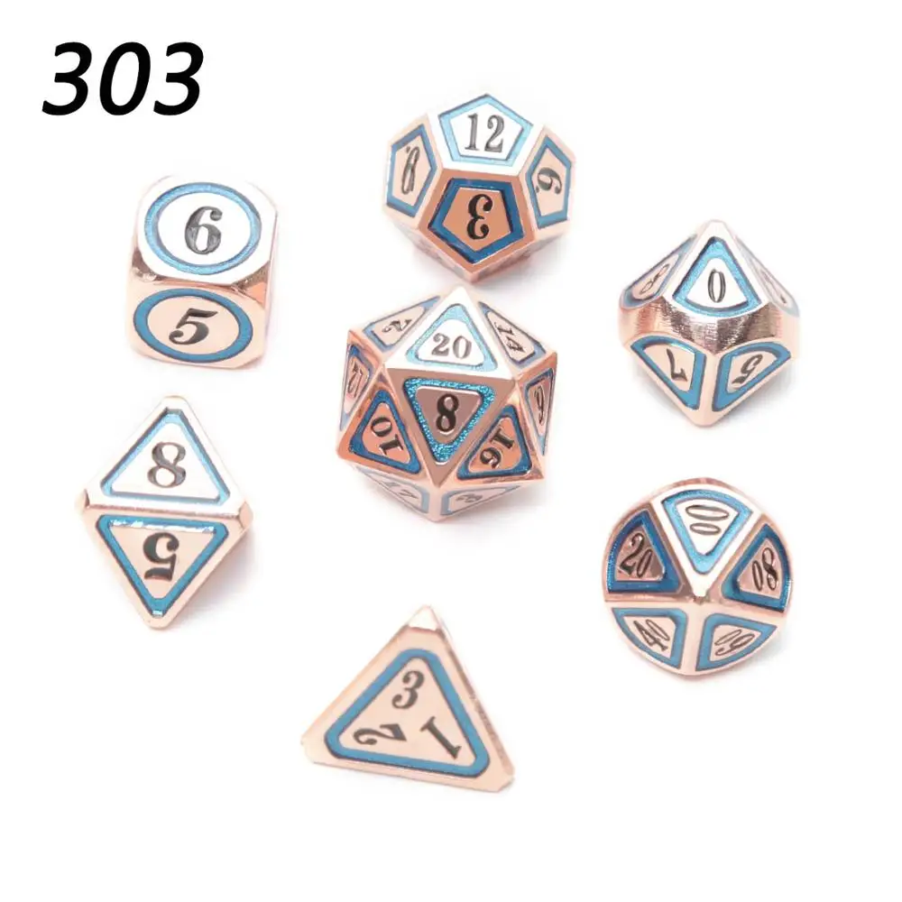 Chengshuo rpg dice dungeons and dragons table games sales promotion polyhedral metal dices Zinc alloy new style number dices - Цвет: 303