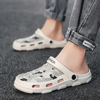 

Luxury 2020 Men Summer Casual Sandals Crocse Shoes Mens Beach Slippers Breathable Hole Flats Light Male Massage Sandals Slippers