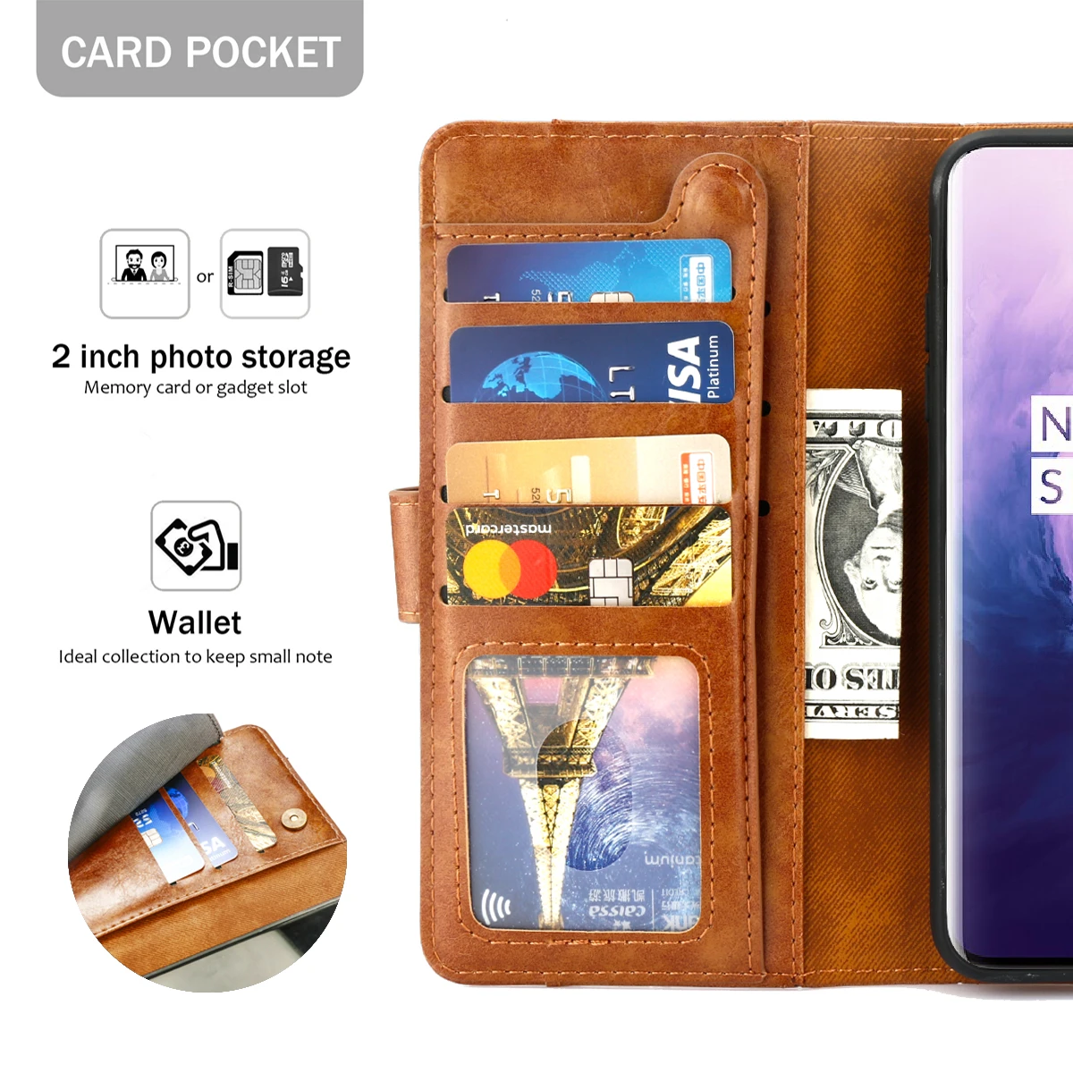 One Plus 7 Pro чехол для телефона Флип кожаный чехол для oneplus 7 6 Pro 5T кошелек для телефона слоты для карт стиль книги