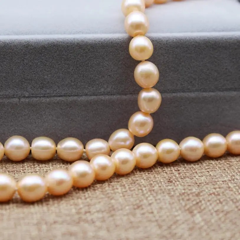 New 924+Natural freshwater pearl 9-10mm short meter shaped Pearl Necklace