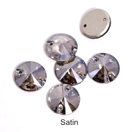 40pcs AAAAA Quality 12mm Round Rivoli Glass Sew On Rhinestones Flatback Crystal Sewing Strass for DIY Wedding Dress B1248 - Цвет: 001SA-Satin