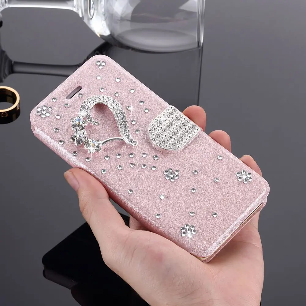 L-FADNUT для samsung A8 чехол A7 A6 A5 A3 роскошные элегантные 3D подставка кожаный чехол для Galaxy J3 J5 J4 J6 плюс - Цвет: Love Heart