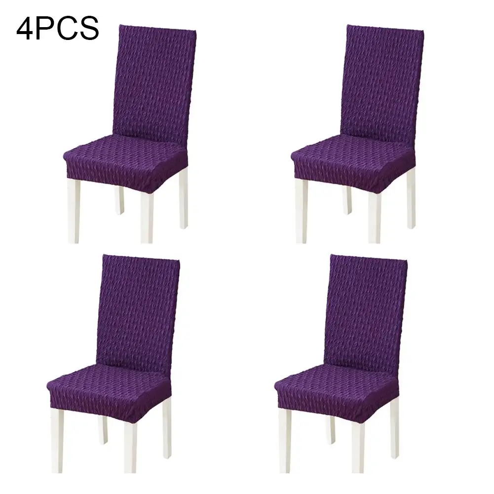 purple 4pcs Однотонные эластичные чехлы на стулья из спандекса для свадебного банкета, вечерние чехлы на стулья для столовой, Защитные чехлы для мебели - Цвет: purple 4pcs