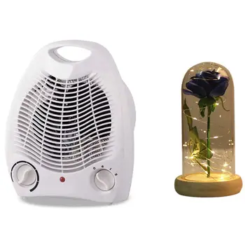 

2000W Electric Fan Room Heater 220V EU Plug & Beautiful Eternal Rose LED Light Rose in Glass e