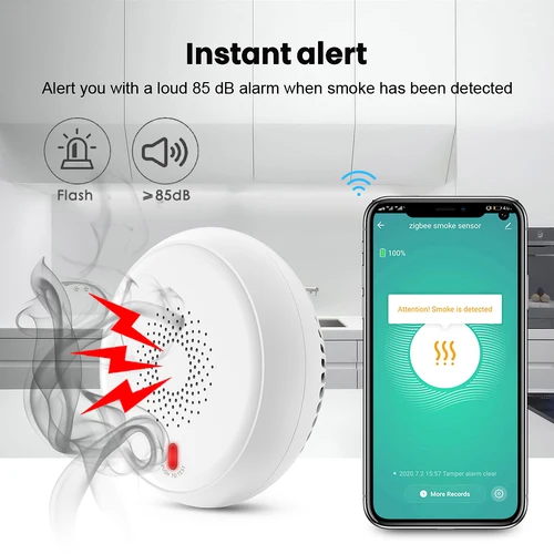 EWeLink Tuya Zigbee 스마트 연기 화재 센서 감지기, Zigbee2mqtt 를 통한 홈 어시스턴트, Tuya 허브 Sonoff Zigbee Bridge와 함께 작동 3