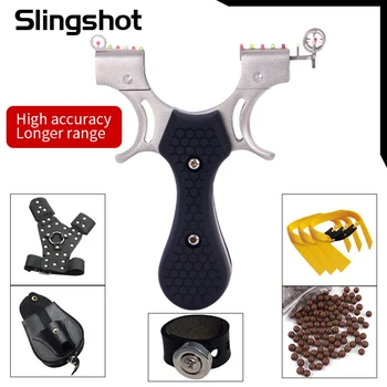 

Rubber Band Stainless Steel Slingshot Big Power Flat Leather Catapult Outdoor Hunting Accessories Professional Fast Bow Shooting