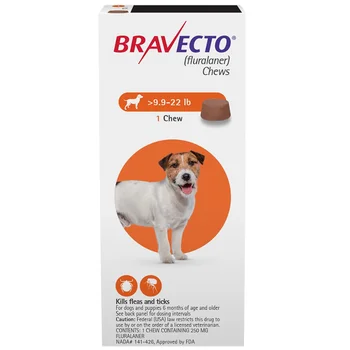 

Bravecto Chews for Dogs, 9.9-22 lbs(4.5-10kg), 1 treatment (Orange Box)