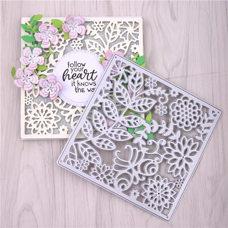 Диярты цветок Квадратная Металлическая резка штампы тиснение трафарет скрапбук
