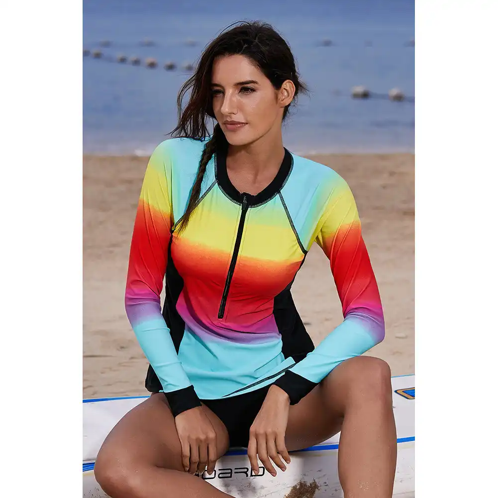 suit womens printed bust open front zipper diving suit 410926