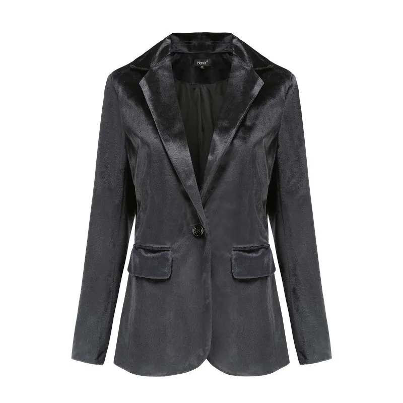 2023 New Fashion Blazers Office Lady Party Golden Velvet Small Suit Jacket Autumn New Women Slim Solid Color Long Sleeve Blazer
