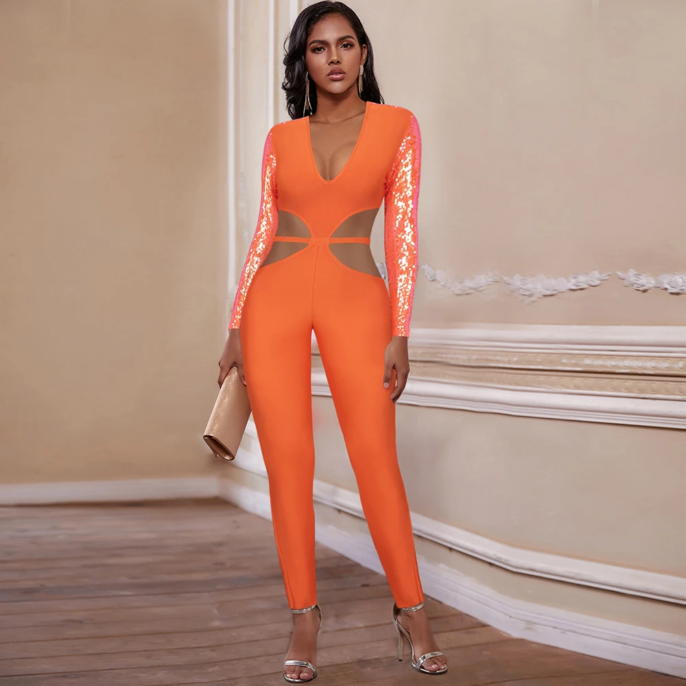 orange bandage jumpsuit