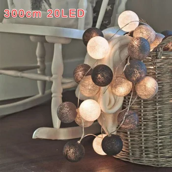 

220V LED Globe Garland Cotton Ball String Fairy Lights Home Wedding Room Party Decor Cotton Thread Ball
