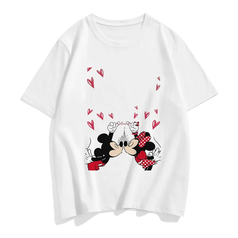 Three Mickey Mouse Print Women T shirt Cartoon Summer Top Ladies T Shirt Graphic Female Tee T-Shirt Disney Womens Clothing yellow t shirt