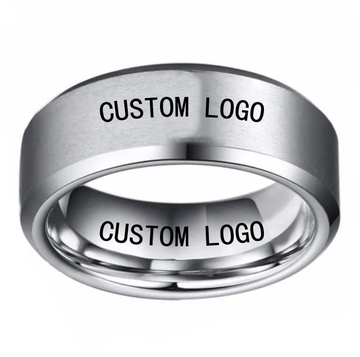 

Customization Name Sport DIY Logos 8mm Silver Titanium Rings Personalize Jewelry for Men Women Drop Shipping