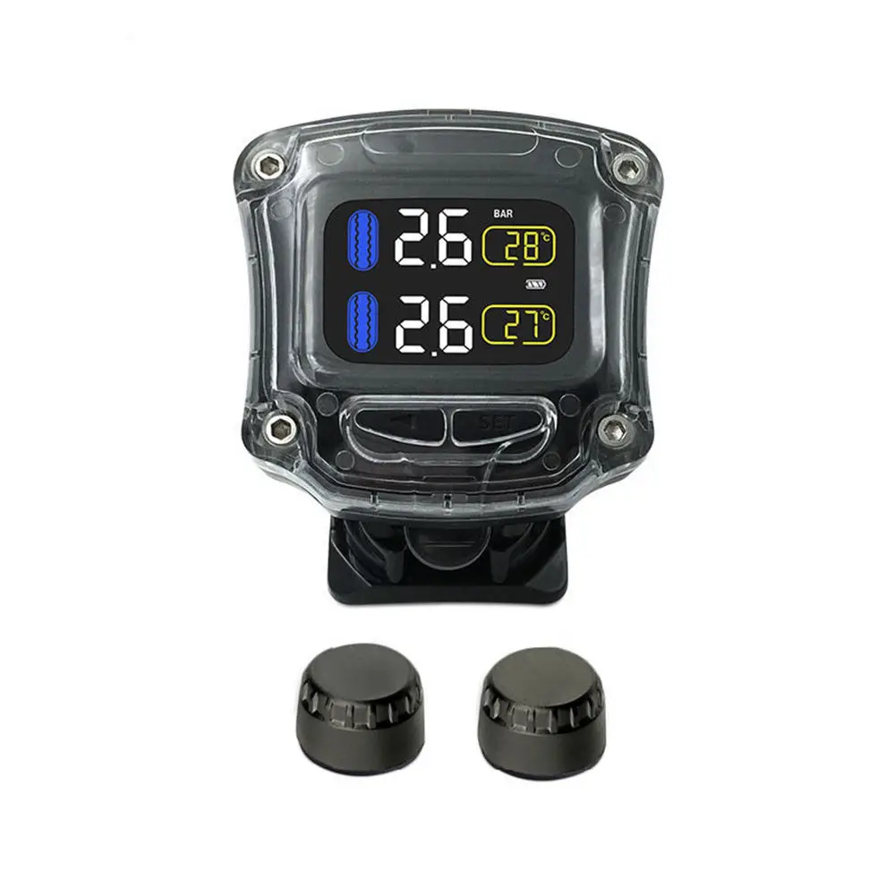 

For Motorcycle TPMS Tire Tyre Temp Pressure Monitoring System + 2 Sensor