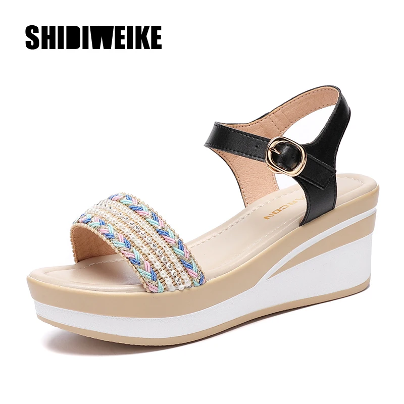 

2020 Summer New Shoes Woman Sandals Buckle Strap Wedge Female Sandals platform with Open Toe Female Shoes R268